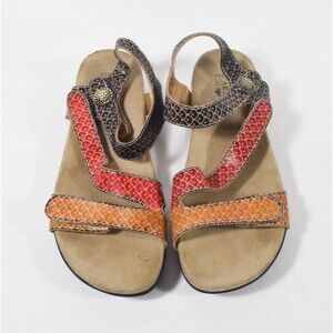 Spring Step L'Artiste Novato Leather Multi Color Strap Slingback Sandals Sz 39